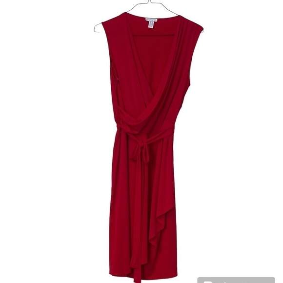 London Times Dresses & Skirts - London Times Valentine’s Day Dress Soft Belted V-Neck Crossover Red Dress